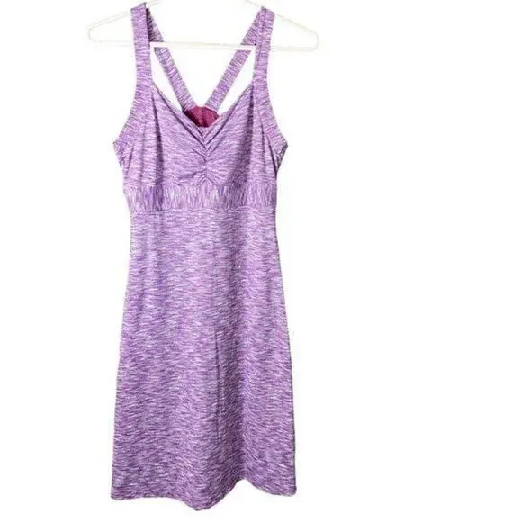 PrAna Women's Amaya Eggplant‎ Purple Space Dye Shelf Bra Racerback Dress Size S - Picture 4 of 7